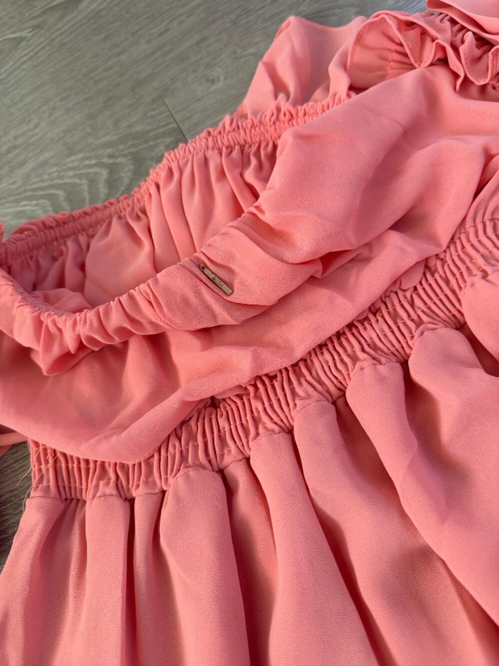 MISA Los Angeles Coral Pink Off Shoulder Tiered Ruffle Maxi Dress XS - Picture 9 of 9